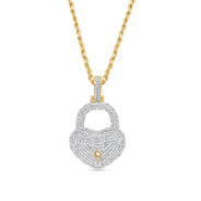 Lock Heart Pendant with Necklace | 10K Yellow Gold | 20.06MM| 0.33CT
