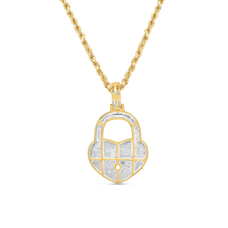 Lock Heart Pendant with Necklace | 10K Yellow Gold | 20.06MM| 0.33CT