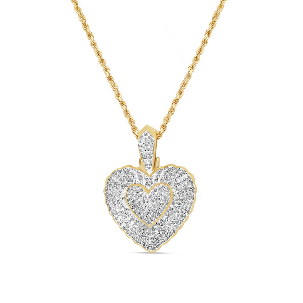 Double Heart Pendant with Necklace | 10K Yellow Gold | 21.64MM| 1.25CT