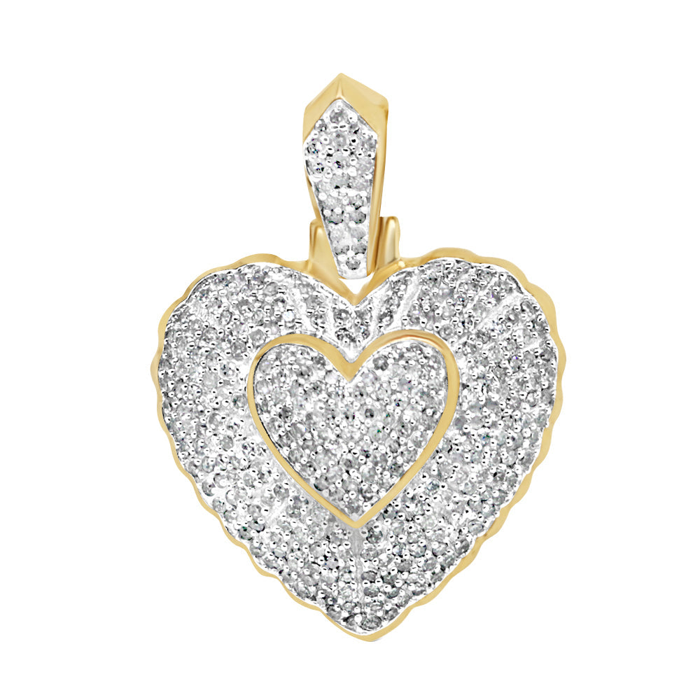 Double Heart Pendant with Necklace | 10K Yellow Gold | 21.64MM| 1.25CT