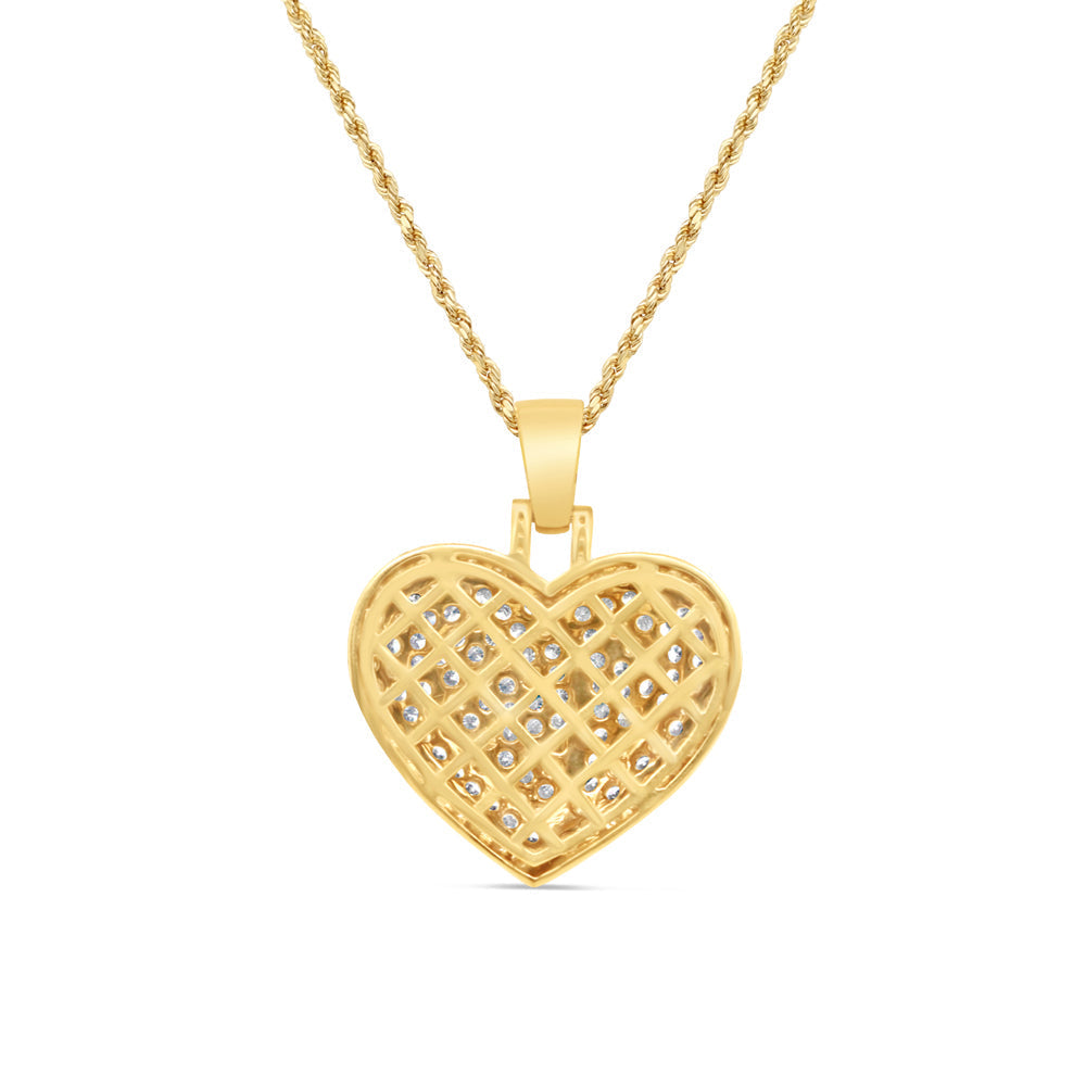 Large Heart Pendant with Necklace | 14K Yellow Gold | 28.72MM| 3.50CT