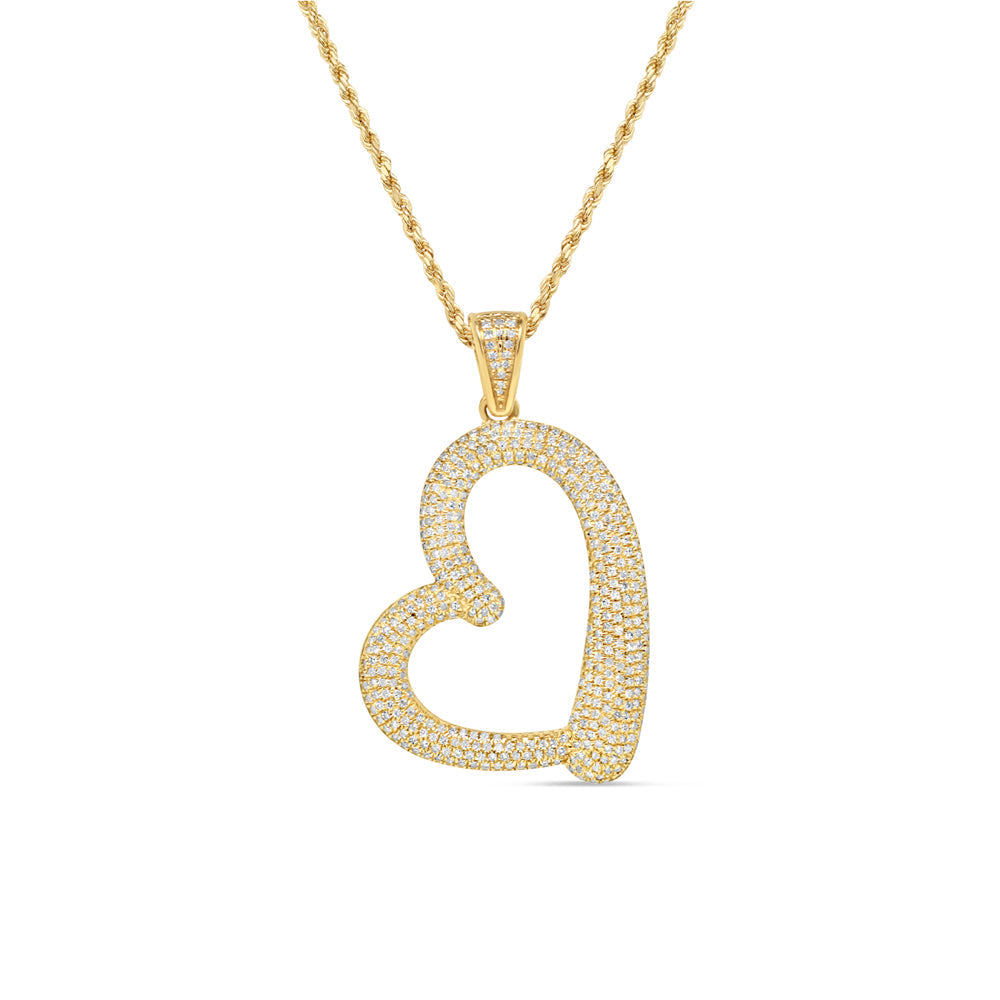 Gold Heart Pendant with Necklace | 14K Yellow Gold | 28.23MM| 0.67CT
