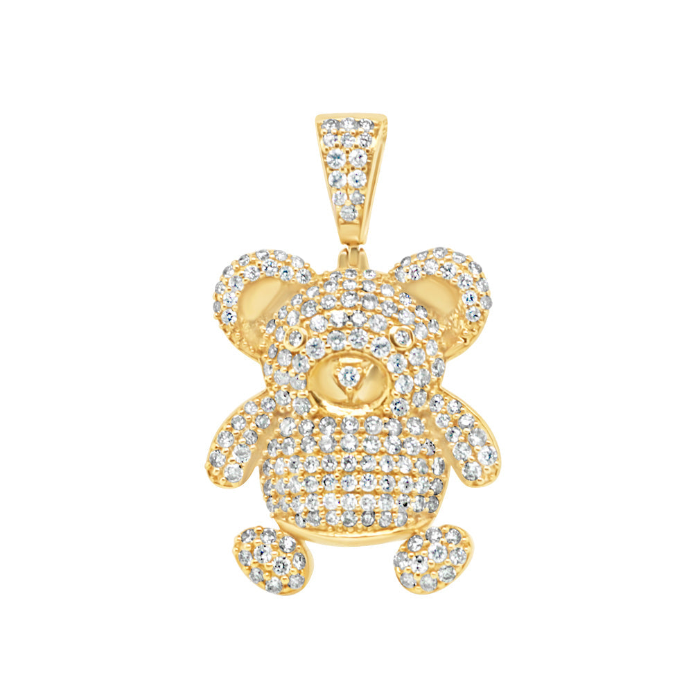Little Bear Diamond Pendant with Necklace | 14K Yellow Gold | 25.73MM| 3.07CT