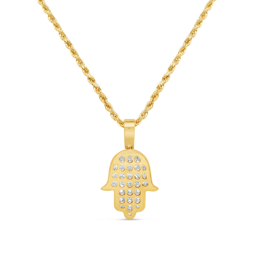 Hamsa Pendant with Chain/Necklace | 14K Yellow Gold | 1.67CTW