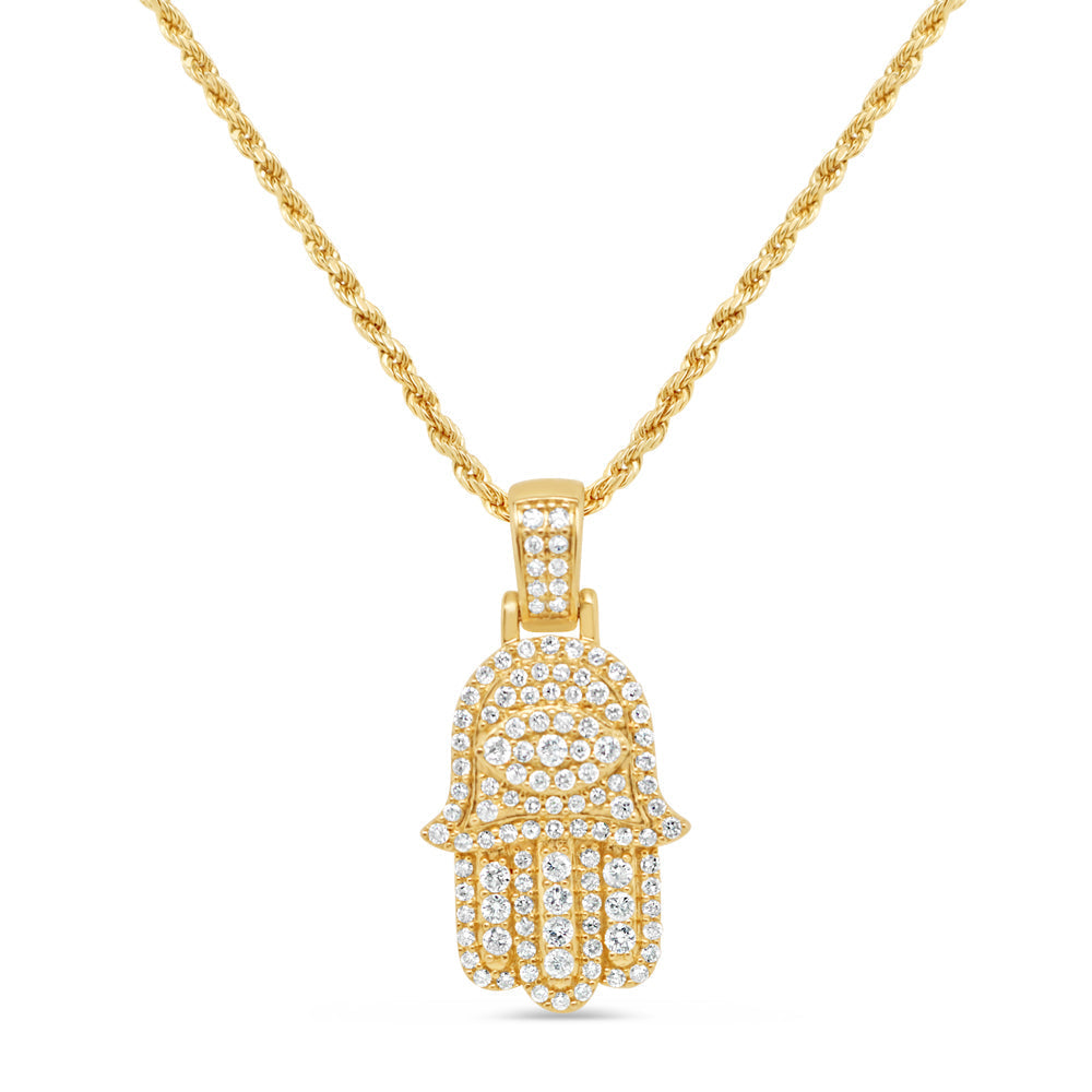 Hamsa Pendant with Chain/Necklace | 14K Yellow Gold |2.00CT