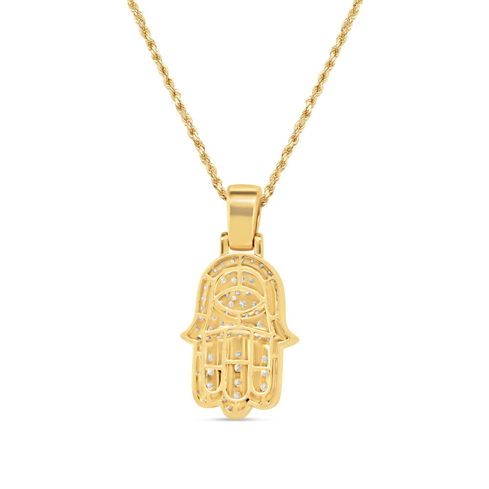 Hamsa Pendant with Chain/Necklace | 14K Yellow Gold |2.00CT