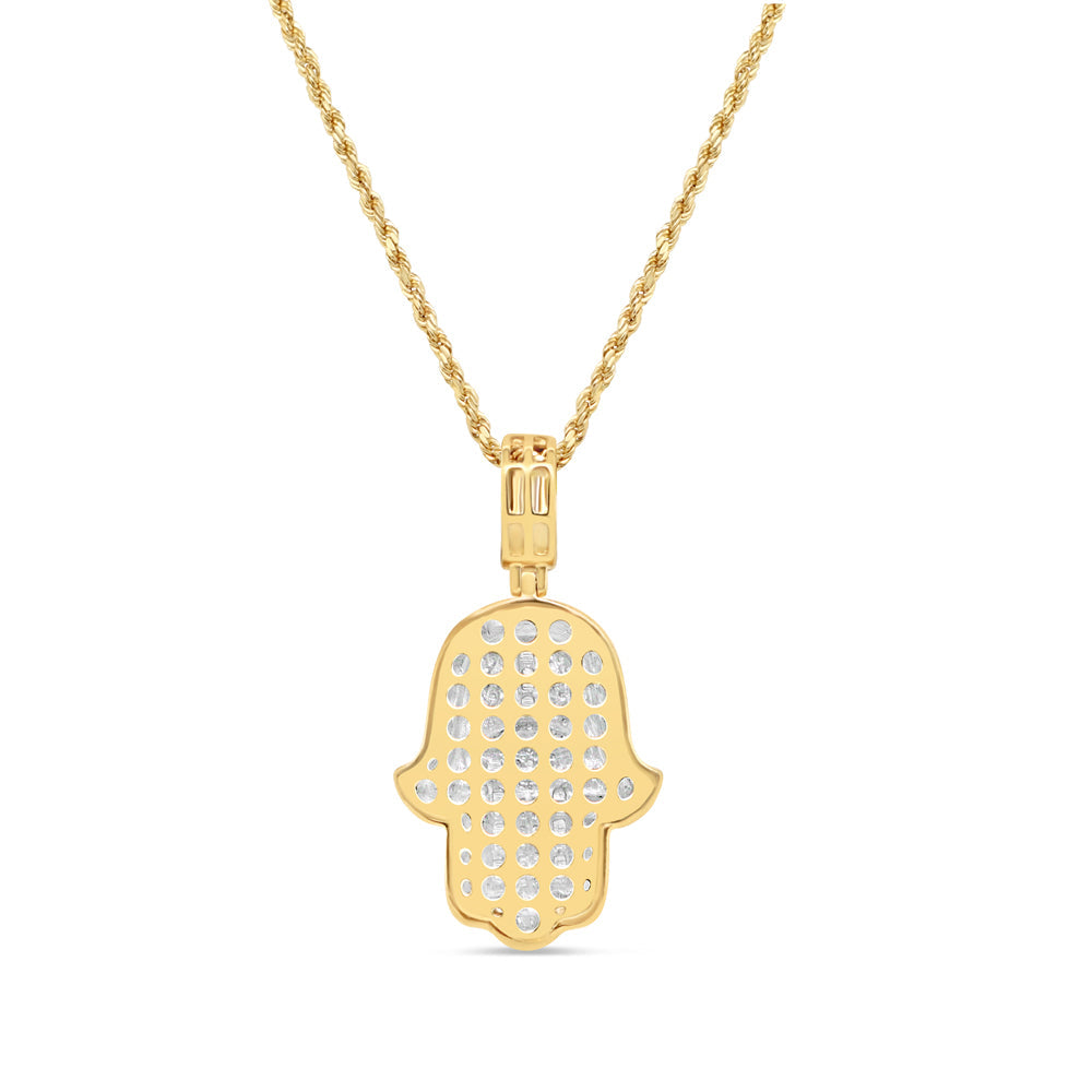 Hamsa Pendant with Chain/Necklace | 14K Yellow Gold |1.21CT