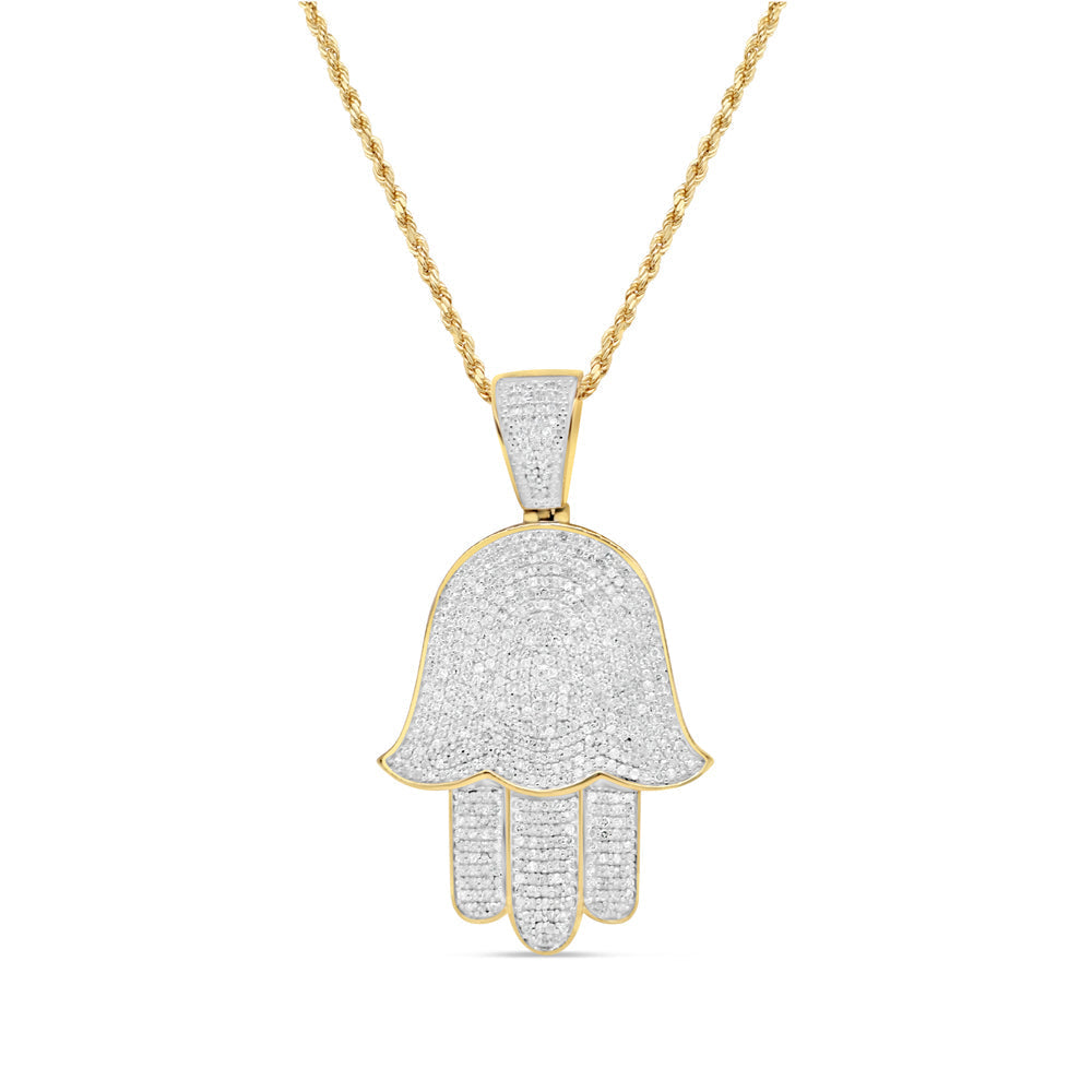 Hamsa Pendant with Chain/Necklace | 10K Yellow Gold | 1.67CT