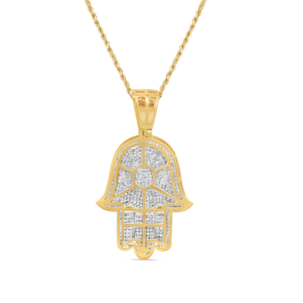Hamsa Pendant with Chain/Necklace | 10K Yellow Gold | 1.67CT