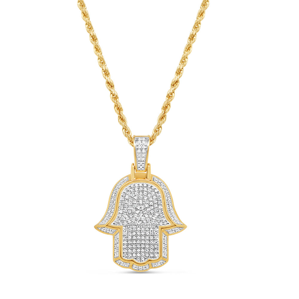 Hamsa Pendant with Chain/Necklace | 10K Yellow Gold | .35CT