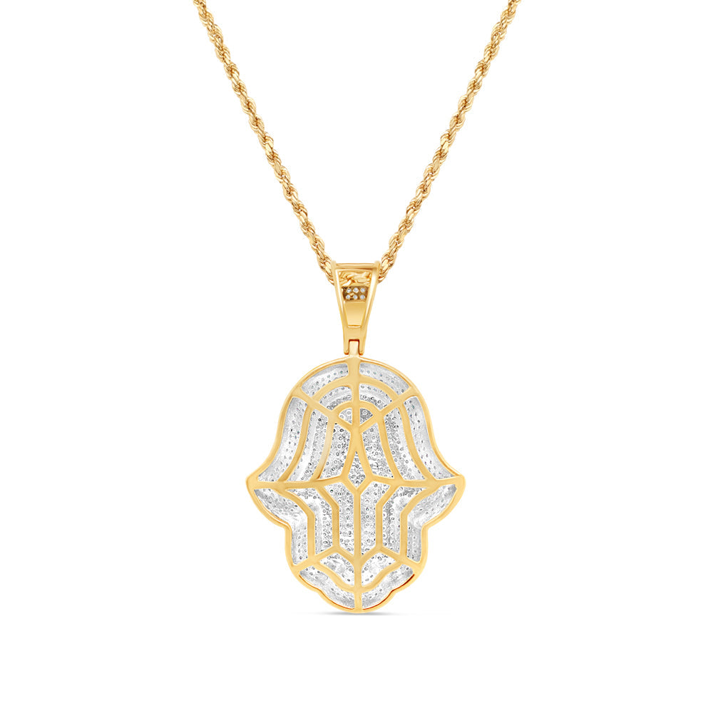 Hamsa Pendant with Chain/Necklace | 10K Yellow Gold | 0.92CT