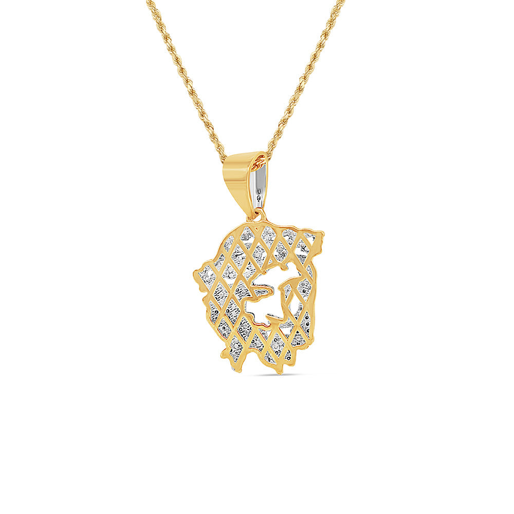 Floating Jesus Head with Necklace | 10K Yellow Gold | 21.37MM| 0.20CT
