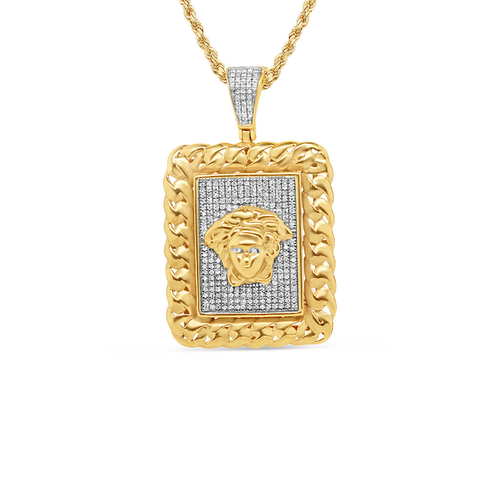 Versace Pendant with Necklace | 10K Yellow Gold | 27.88MM| 0.55CT