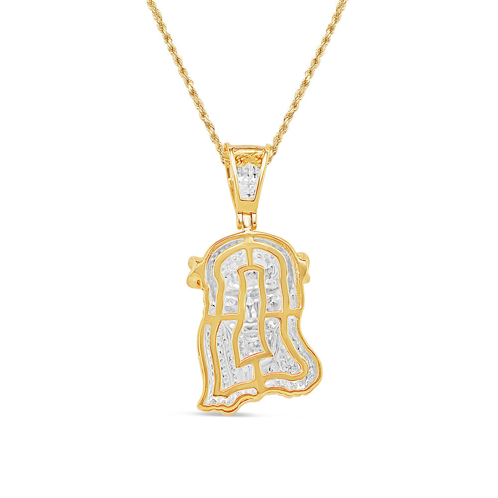 Jesus Head Thichker Wider Hair with Necklace | 10K Yellow Gold | 17.26MM| .30CT
