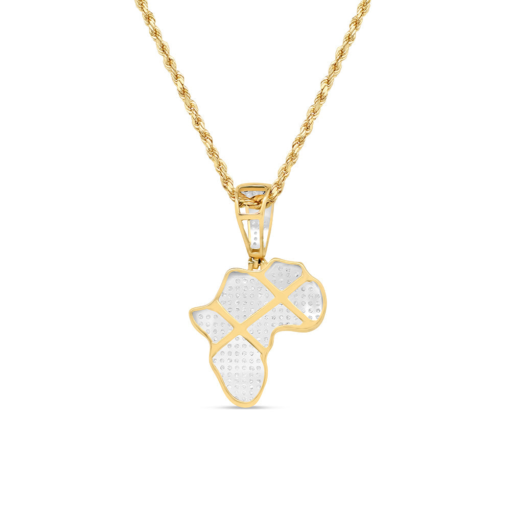 Africa Pendant with Necklace | 10K Yellow Gold | 18.15MM| 0.88CT