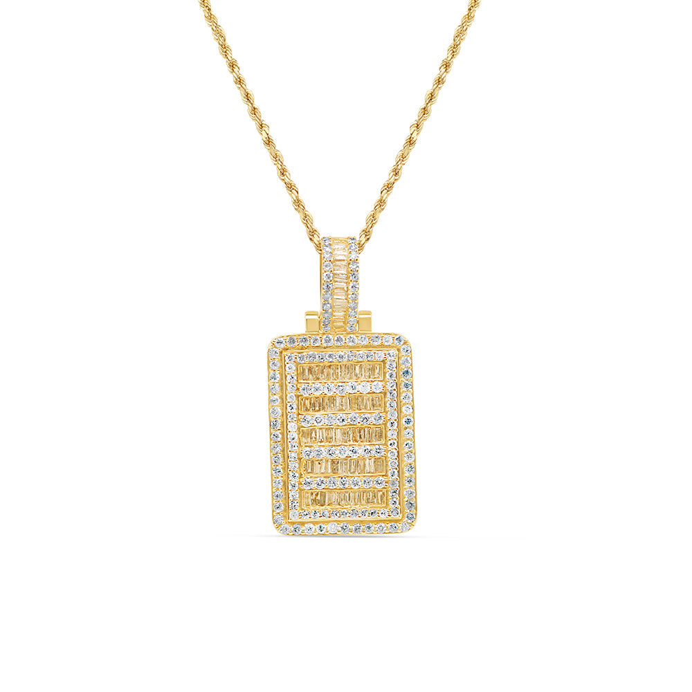 Square Charm Pendant with Necklace | 14K Gold | 15.97MM| 1.95CT
