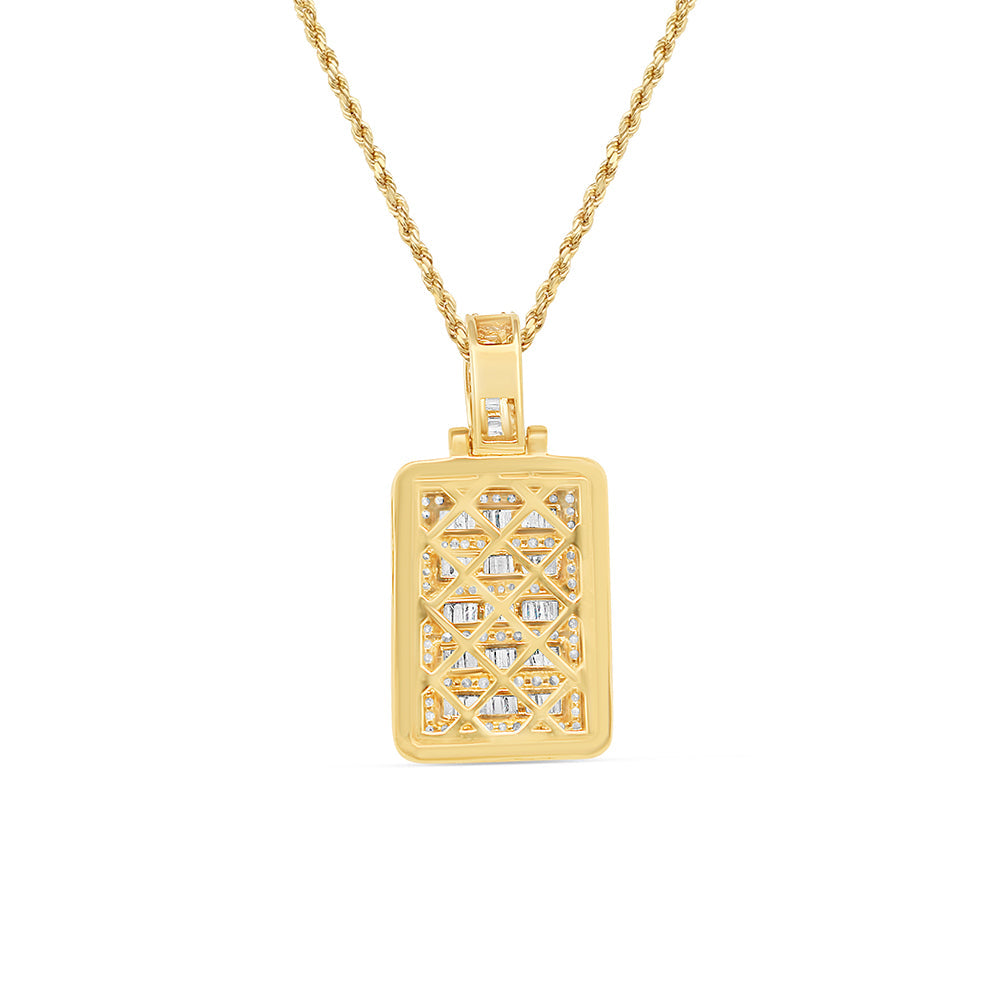 Square Charm Pendant with Necklace | 14K Gold | 15.97MM| 1.95CT