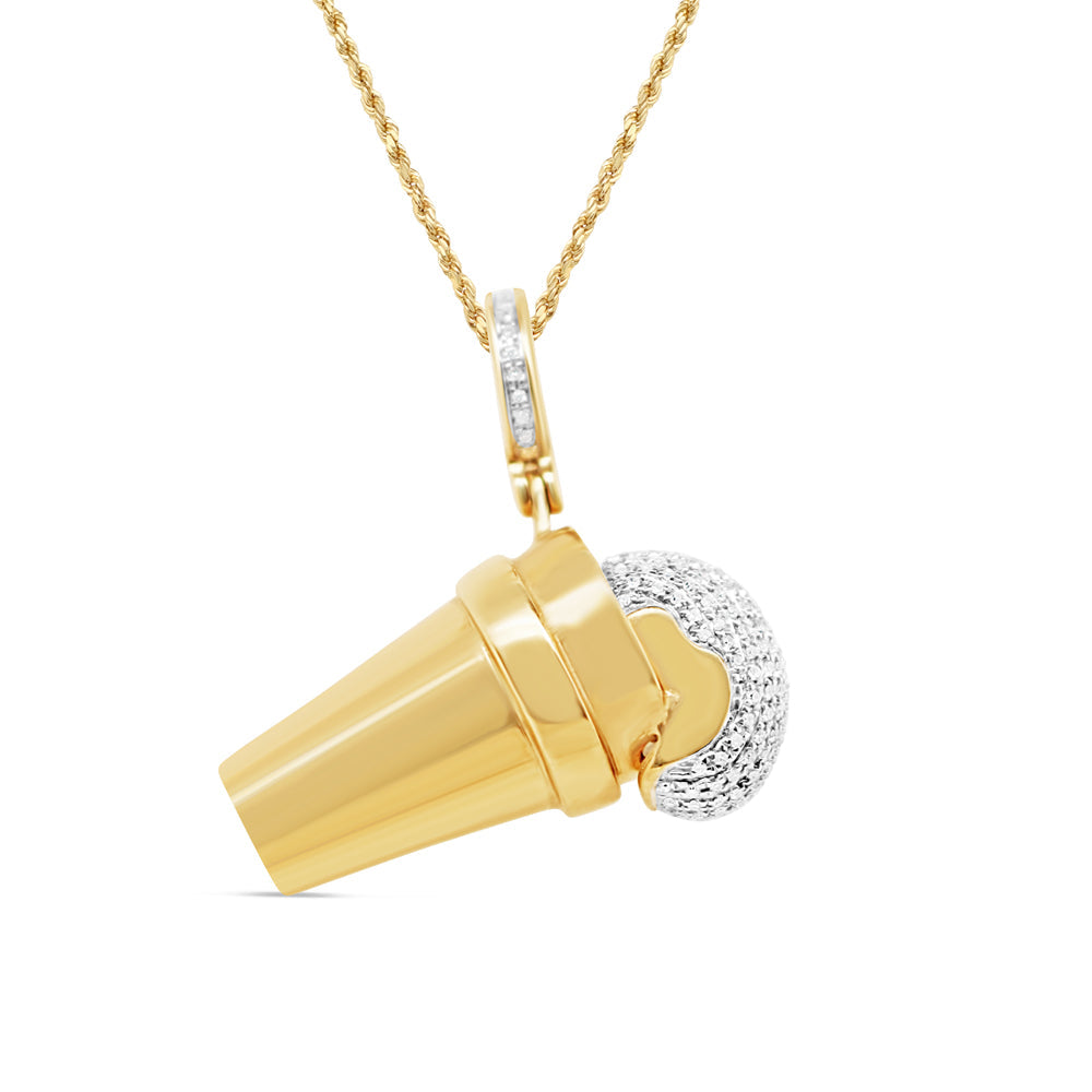 Codeine 'Lean' in Cup Pendant with Necklace | 10K Yellow Gold | 28.86MM| 1.00CT