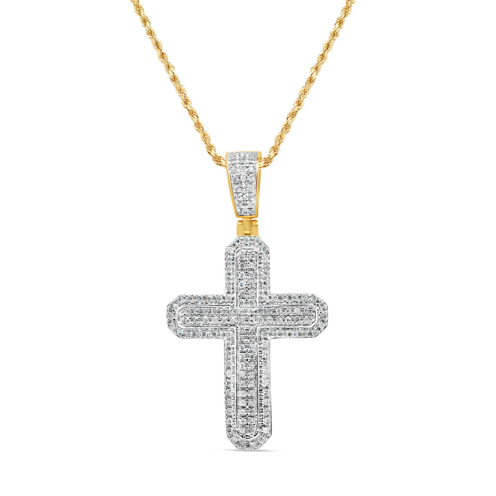 Cross with Necklace | 10K Yellow Gold | 22.23MM | 0.54CT