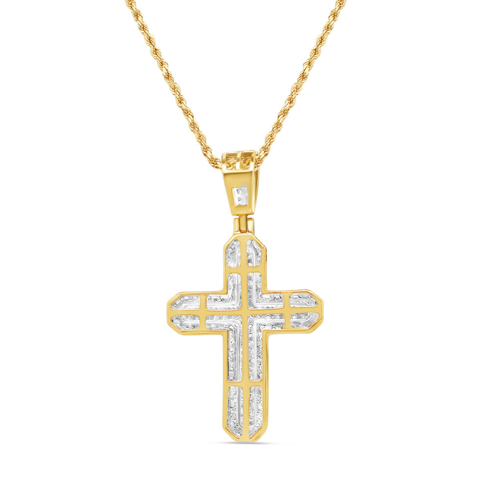 Cross with Necklace | 10K Yellow Gold | 22.23MM | 0.54CT