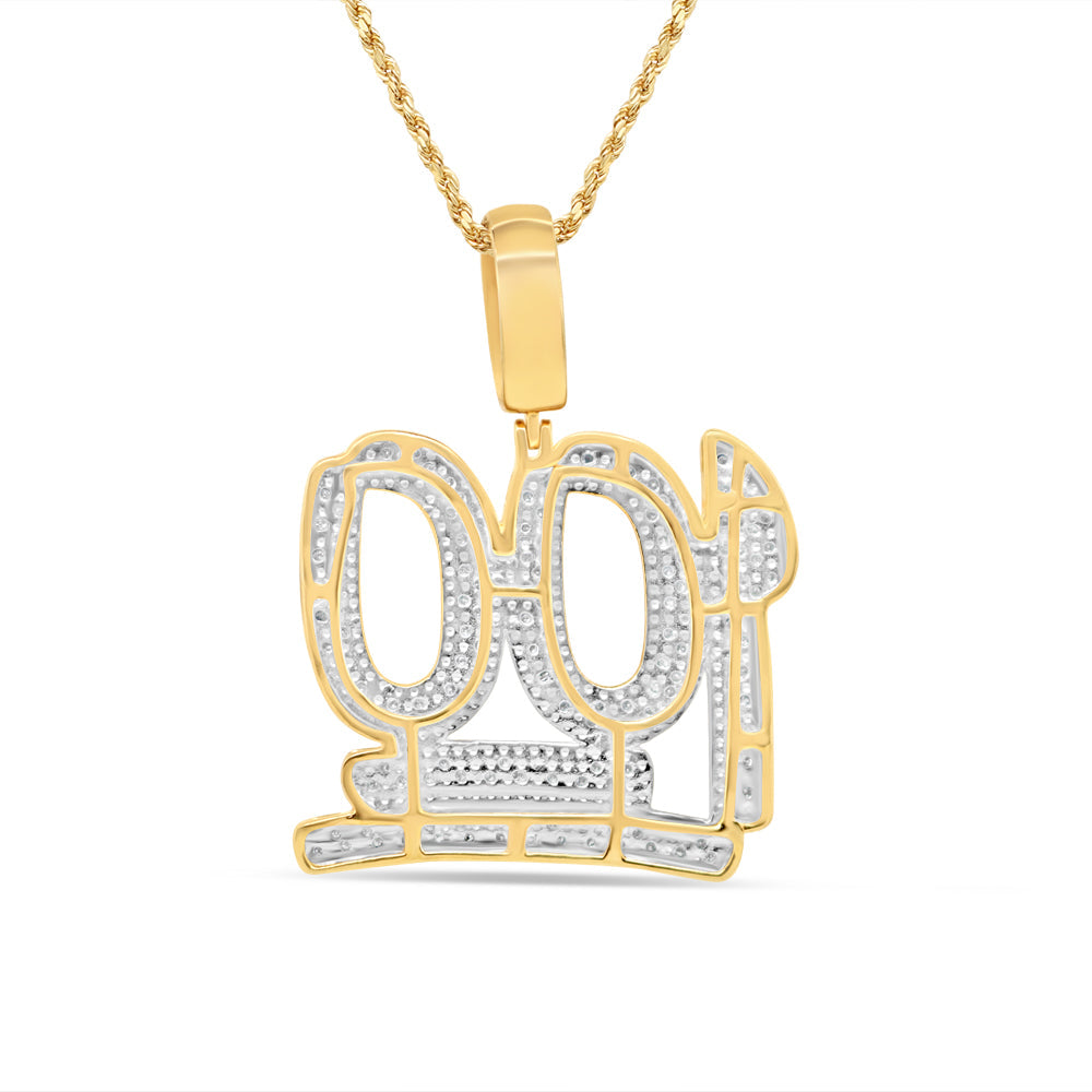 Large 100 Pendant with Chain | 10K Yellow Gold | 32.86MM | 0.57CT