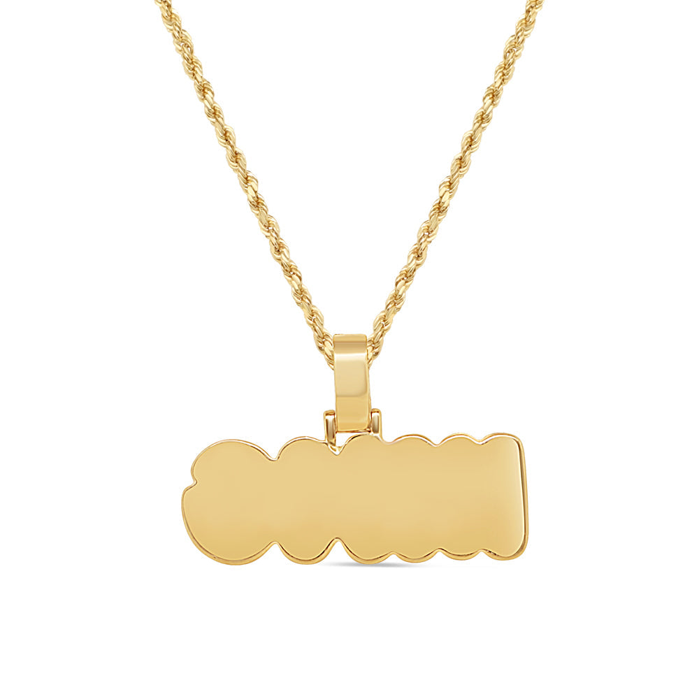 'King Pendant' with Necklace | Round and Baguette Diamonds | 10K Solid Yellow Gold | 34.54MM | 0.97CT