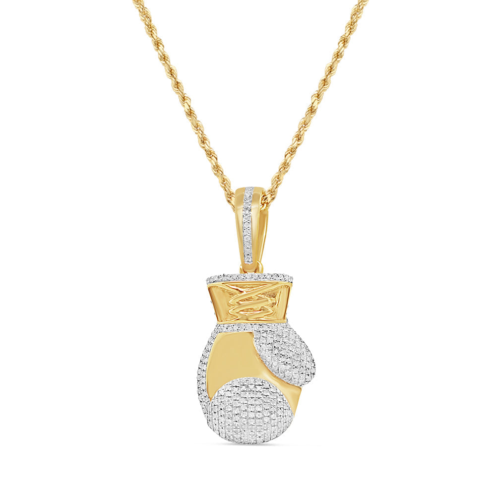 'Boxing Glove' Pendant with Chain | 10K Yellow Gold | 17.92MM |0.49CT