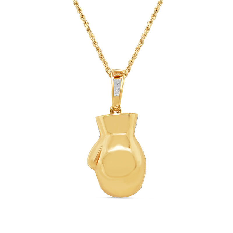'Boxing Glove' Pendant with Chain | 10K Yellow Gold | 17.92MM |0.49CT