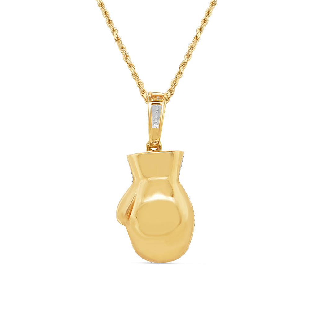'Boxing Glove' Pendant with Chain | 10K Yellow Gold | 17.92MM |0.49CT