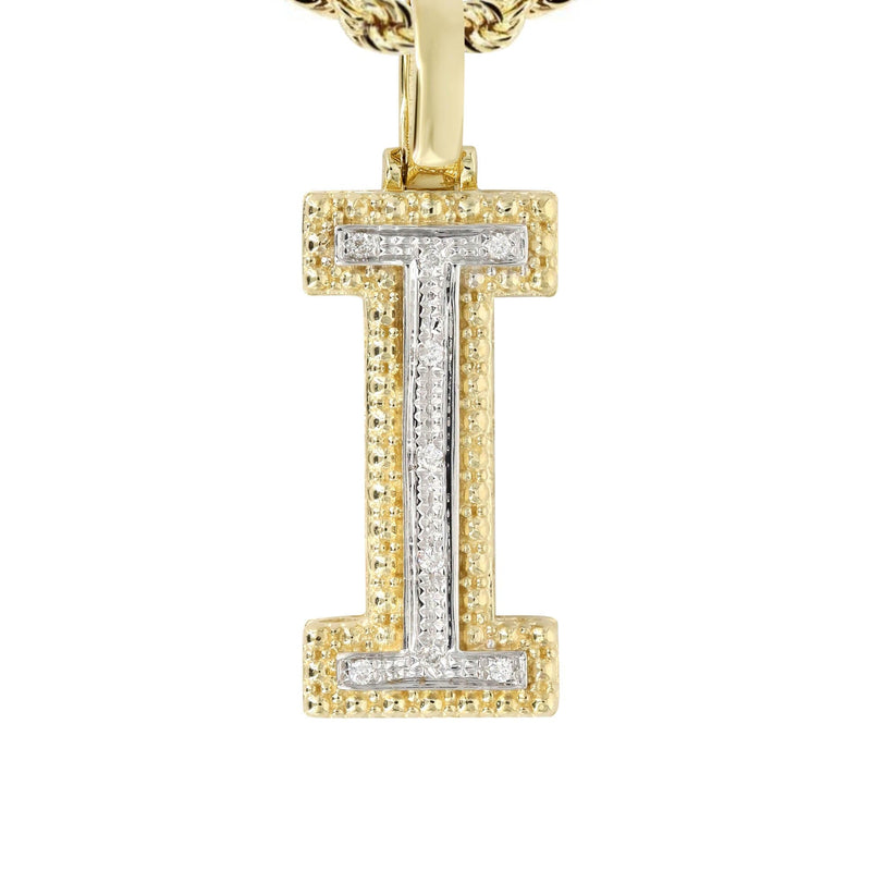 Diamond 10K Yellow Gold Letter "I" Necklace | Appx. 12.7 Grams