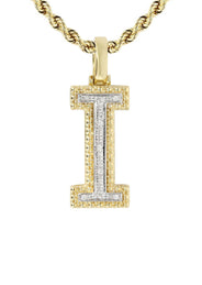 Diamond 10K Yellow Gold Letter "I" Necklace | Appx. 12.7 Grams