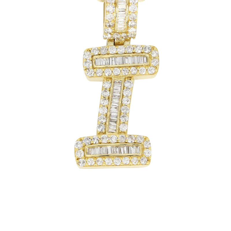 14K Yellow Gold Letter "I" Baguette Diamond Necklace | 2.17 Carats