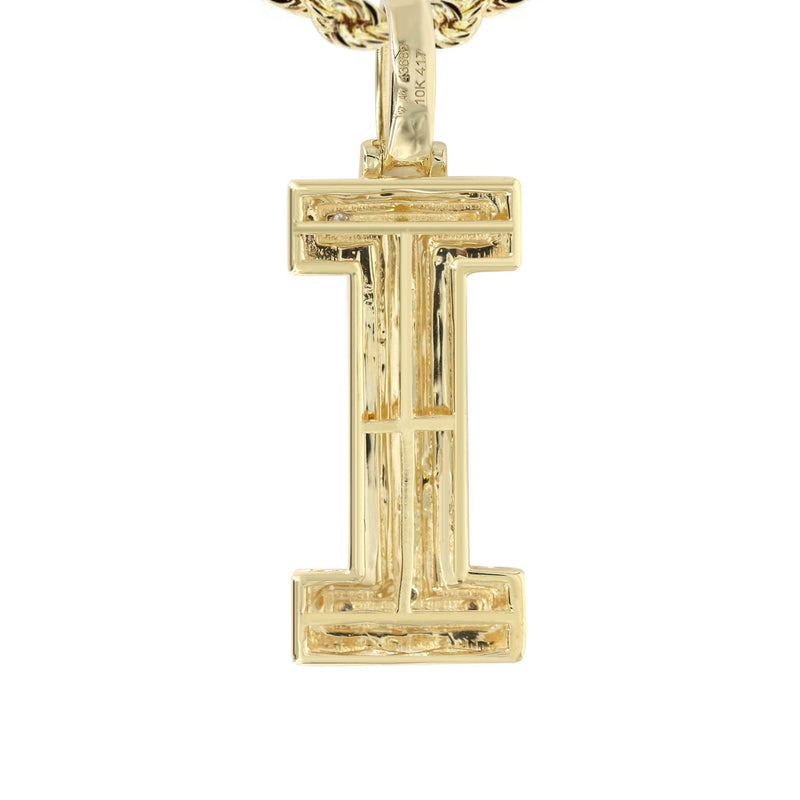 Diamond 10K Yellow Gold Letter "I" Necklace | Appx. 12.7 Grams