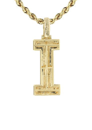 Diamond 10K Yellow Gold Letter "I" Necklace | Appx. 12.7 Grams
