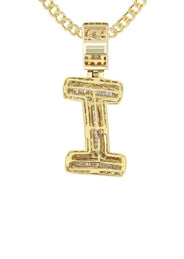 14K Yellow Gold Letter "I" Baguette Diamond Necklace | 2.17 Carats