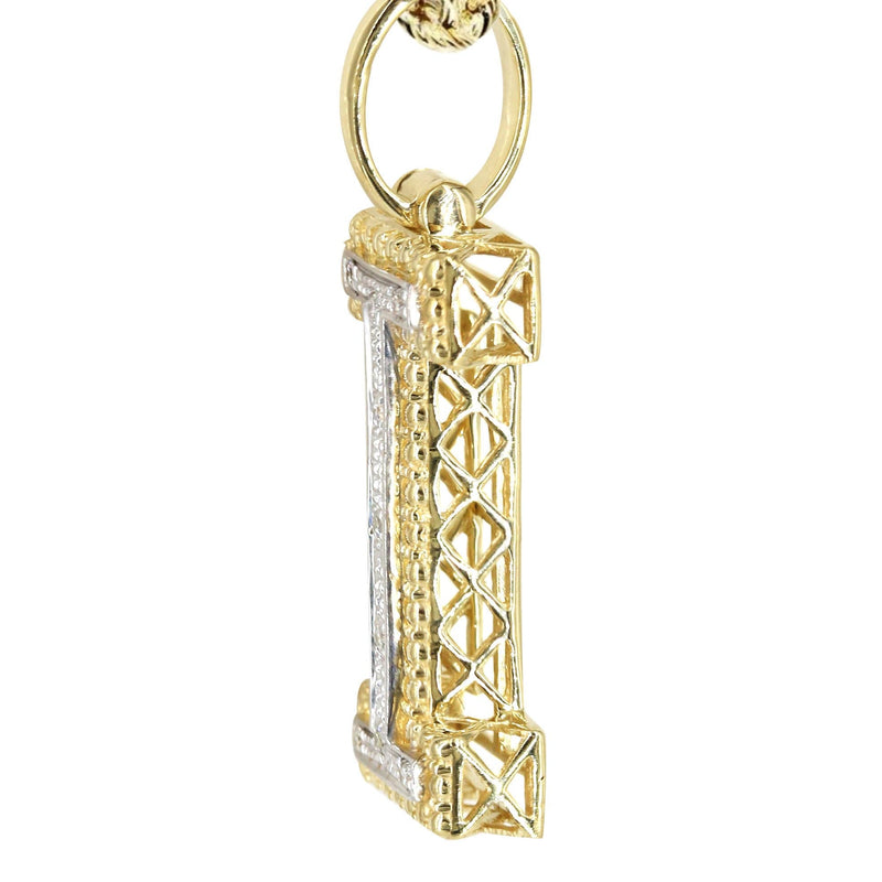 Diamond 10K Yellow Gold Letter "I" Necklace | Appx. 12.7 Grams