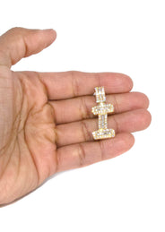 14K Yellow Gold Letter "I" Baguette Diamond Necklace | 2.17 Carats