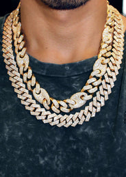 Diamond Miami Cuban Link Chain ( 17 MM ) & Gucci Puff Cuban Chain ( 18 MM) Bundle