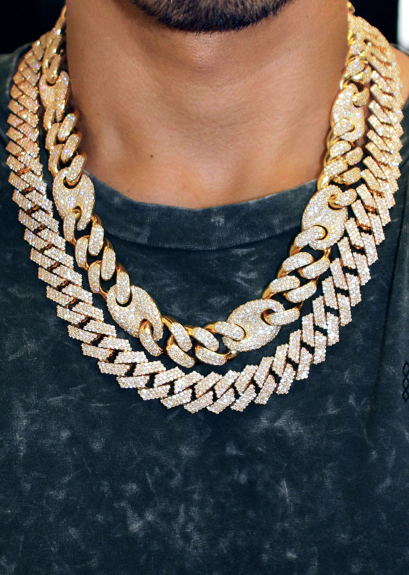 Diamond Miami Cuban Link Chain ( 17 MM ) & Gucci Puff Cuban Chain ( 18 MM) Bundle