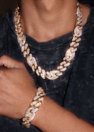 Diamond Gucci Puff Cuban Chain & Bracelet ( 18 MM )