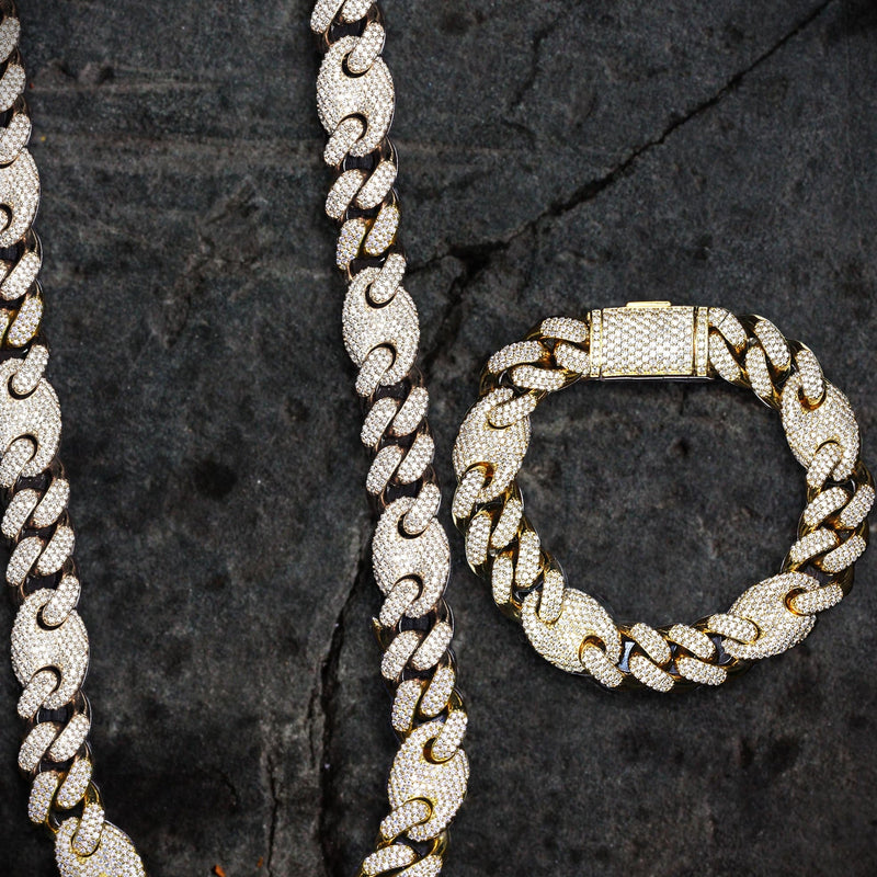 Diamond Gucci Puff Cuban Chain & Bracelet ( 18 MM )
