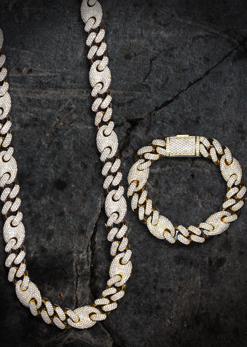 Diamond Gucci Puff Cuban Chain & Bracelet ( 18 MM )