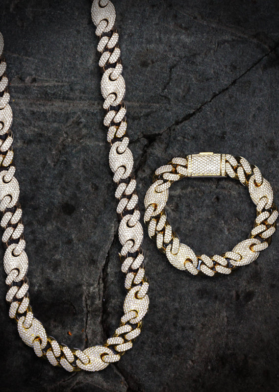 Diamond Gucci Puff Cuban Chain & Bracelet ( 18 MM )