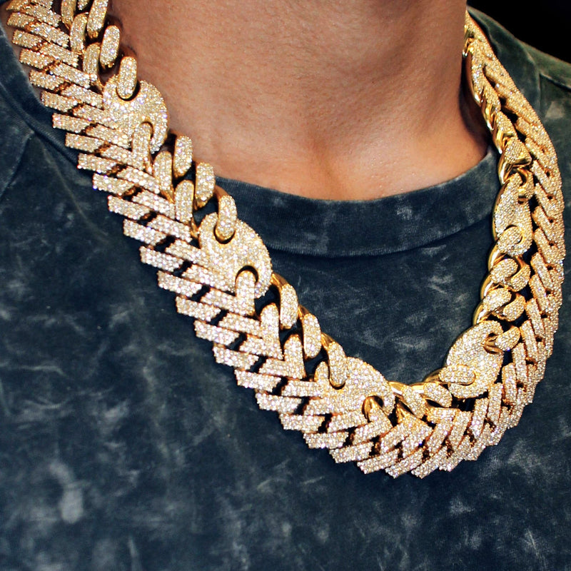 Diamond Miami Cuban Link Chain ( 17 MM ) & Gucci Puff Cuban Chain ( 18 MM) Bundle