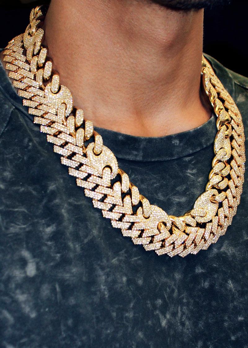 Diamond Miami Cuban Link Chain ( 17 MM ) & Gucci Puff Cuban Chain ( 18 MM) Bundle