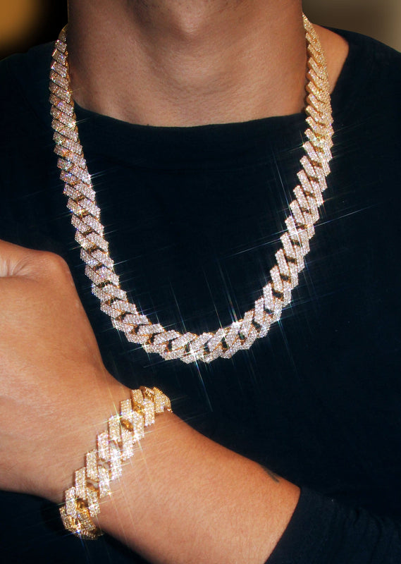 Diamond Miami Cuban Link Chain & Bracelet ( 17 MM )