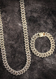 Diamond Miami Cuban Link Chain & Bracelet ( 17 MM )