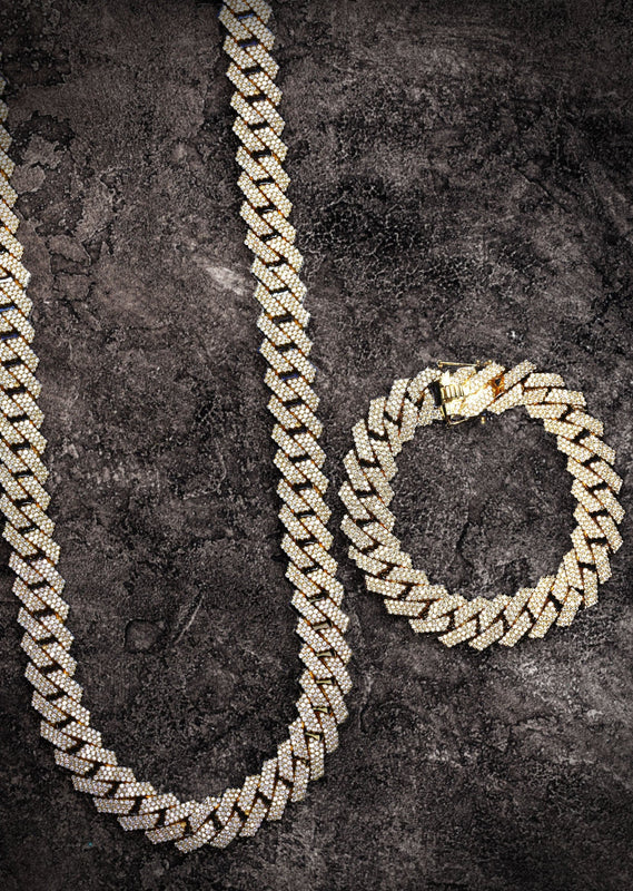 Diamond Miami Cuban Link Chain & Bracelet ( 17 MM )
