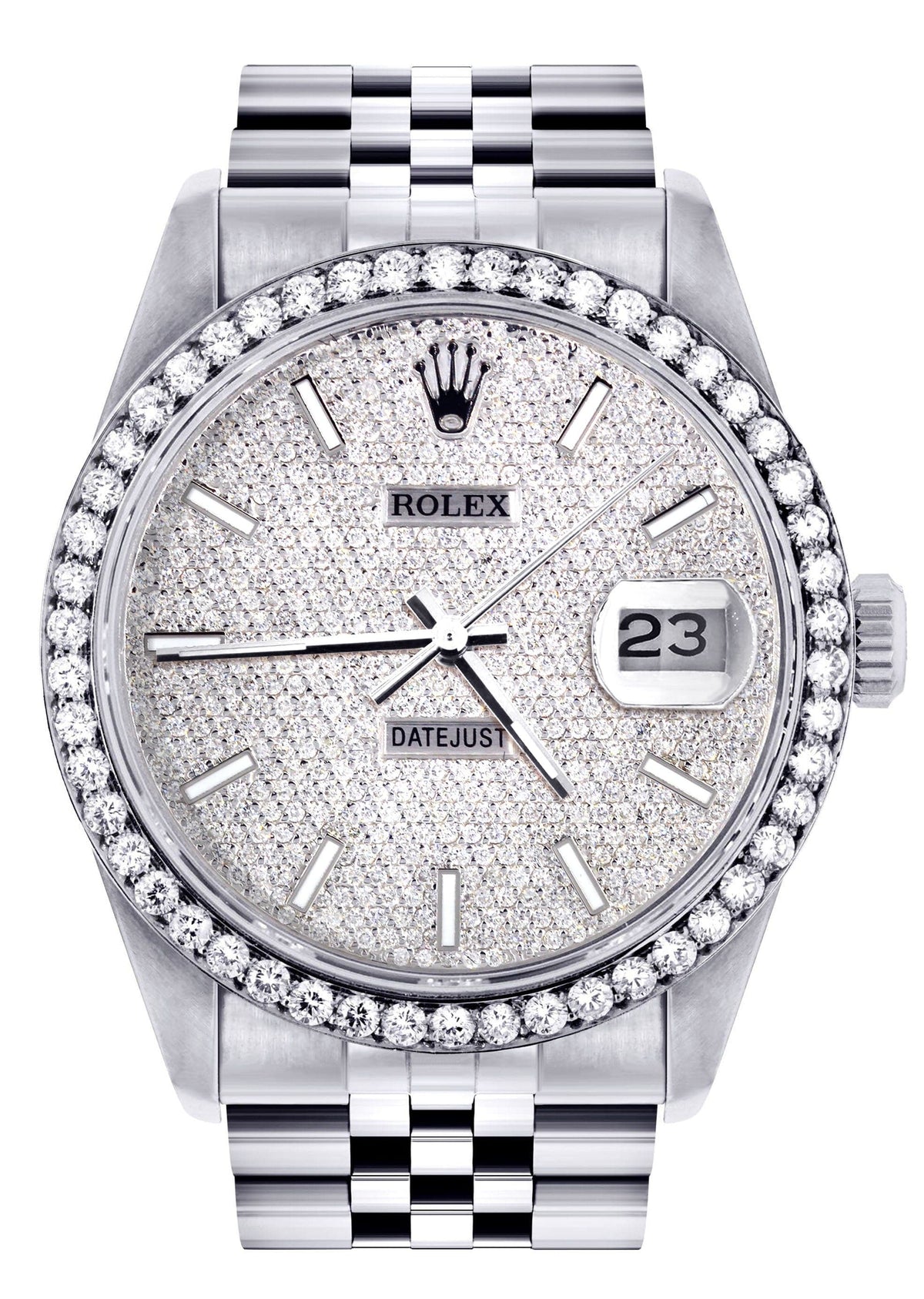 Diamond Mens Rolex Datejust Watch 16200  | 36MM | Full Diamond Dial | Jubilee Band