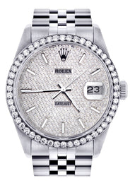 Diamond Mens Rolex Datejust Watch 16200  | 36MM | Full Diamond Dial | Jubilee Band